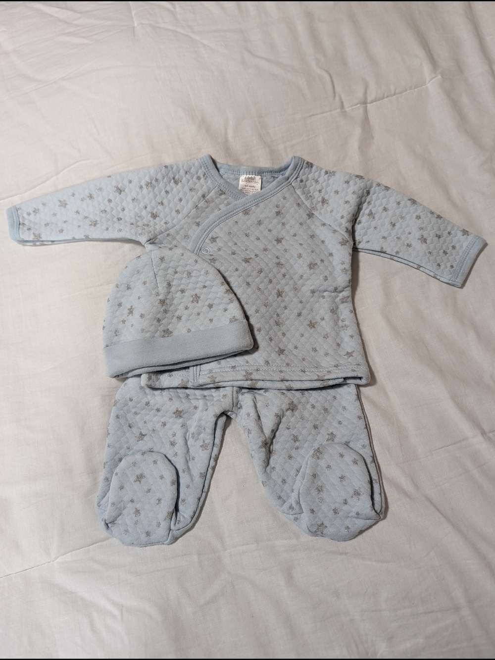 Little Beginnings Light Blue Baby Wrap with Silver Star Dots